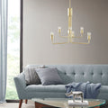 6 Light Metal Chandelier Antique Brass Iron