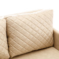 Coolmore Convertible Sleeper Sofa Bed, Modern Velvet Loveseat Couch With Pull Out Bed, Small Beautiful Seat Futon Sofa Bed With Headboard, 2 Pillows & Side Pockets For Living Room Camel Pu