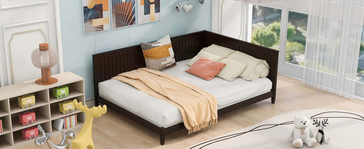 Full Size Wood Daybed Sofa Bed, Espresso Espresso Solid Wood Mdf