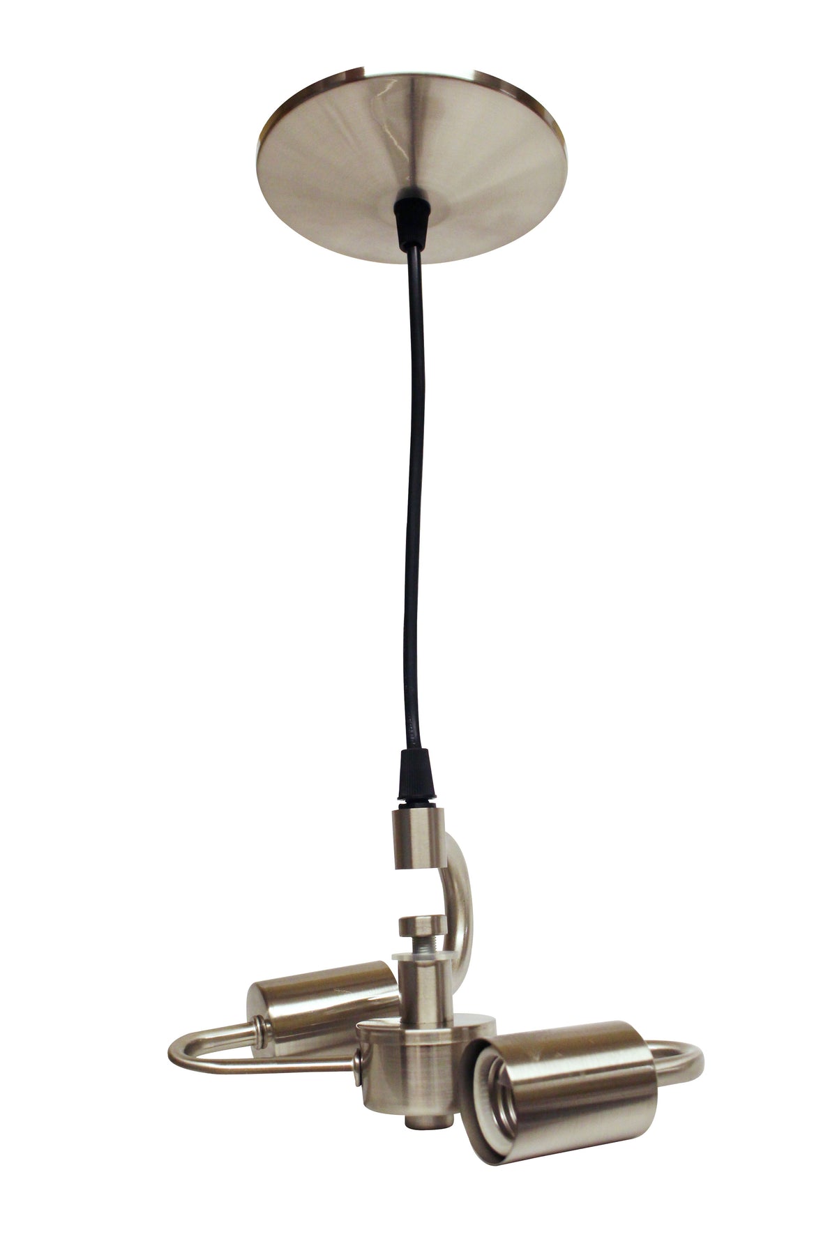 Brushed Nickel Color Pendant Light Fixture For 2 Lights, Vintage Ceiling Hanging Light Fixture With Fabric Cord For Home Lightning Brushed Nickel Linen