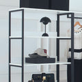 Fiona White Freestanding Walk In Wood Closet System With Metal Frame White Mdf Melamine