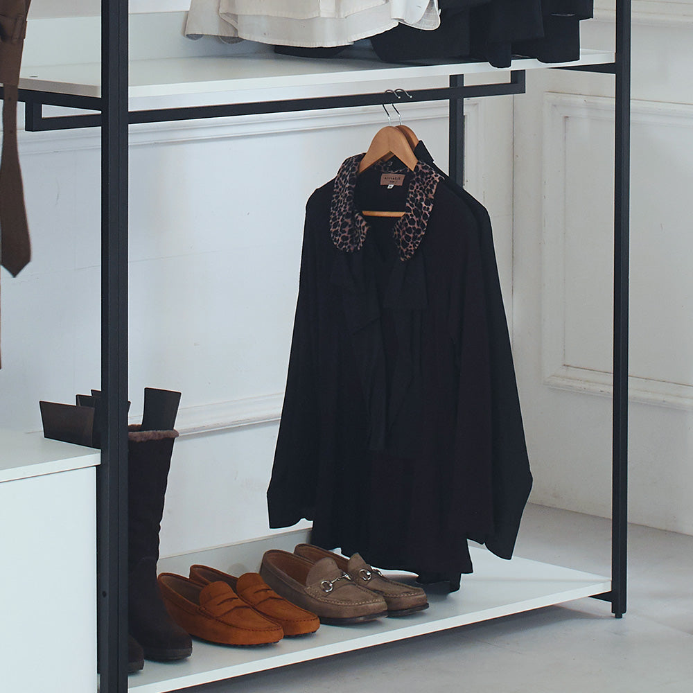 Fiona White Freestanding Walk In Wood Closet System With Metal Frame White Mdf Melamine