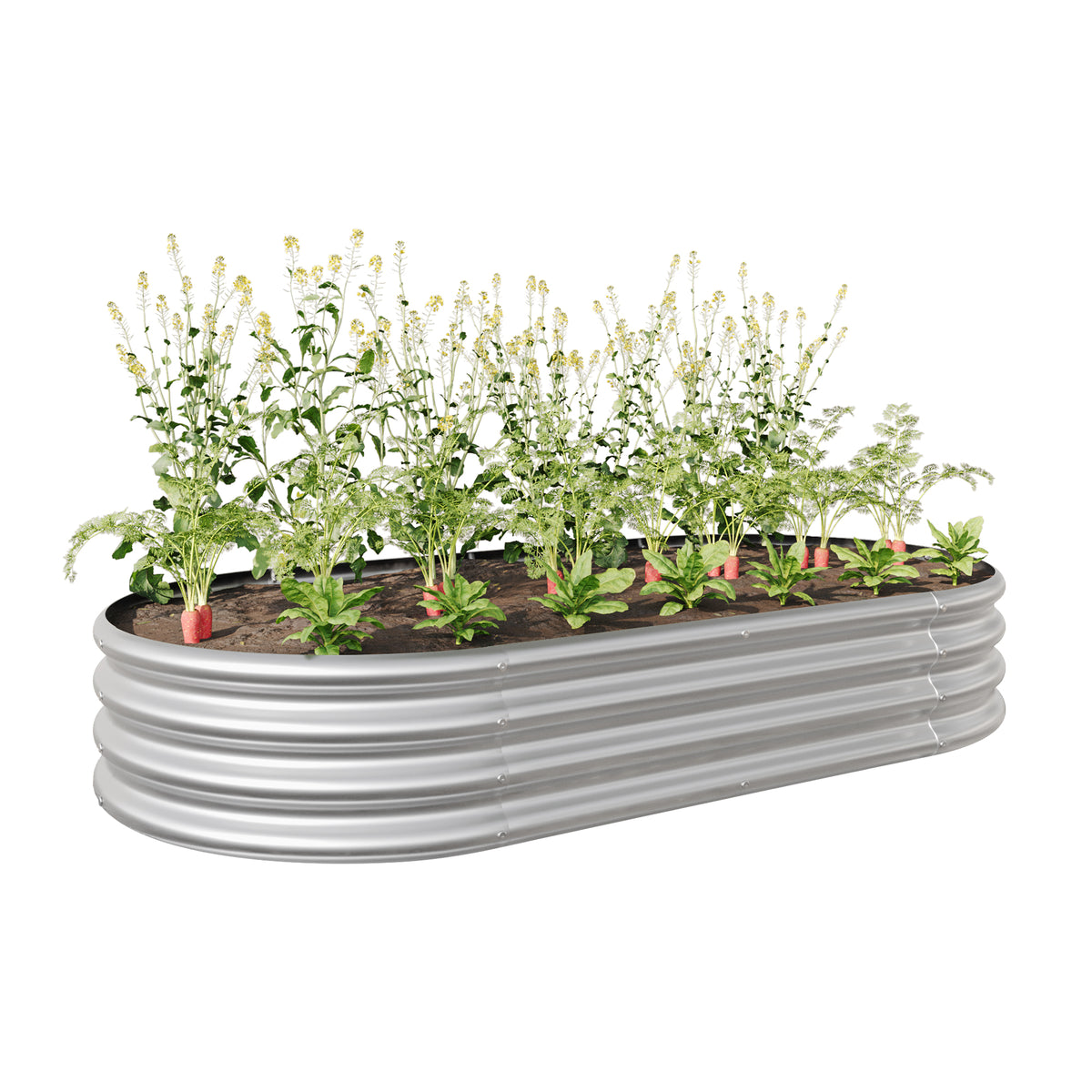 Raised Garden Bed Outdoor,Oval Large Metal Raised Planter Bed For For Plants, Vegetables, And Flowers Silver Silver Metal