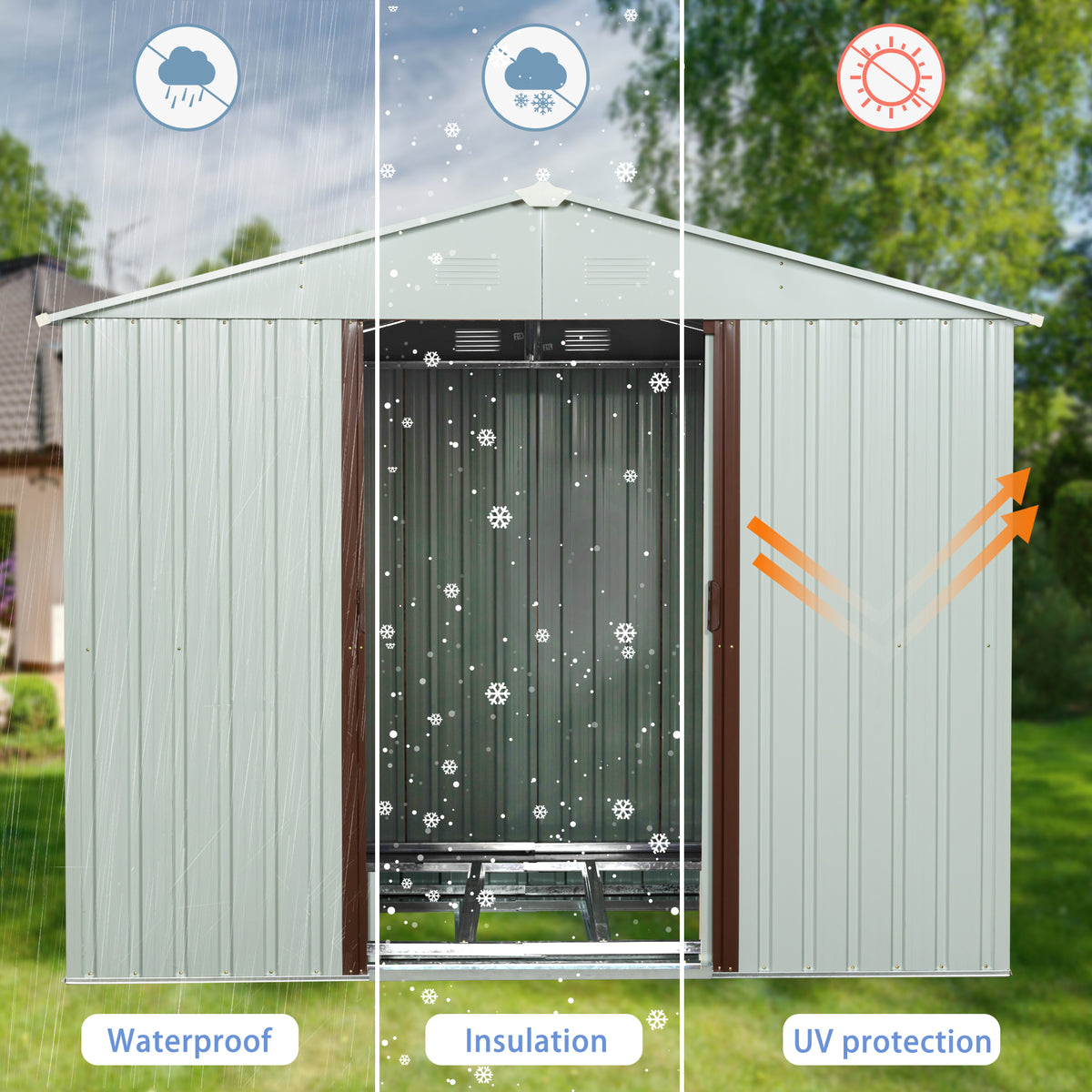 6Ft X 5Ft Outdoor Metal Storage Shed With Window White White Iron