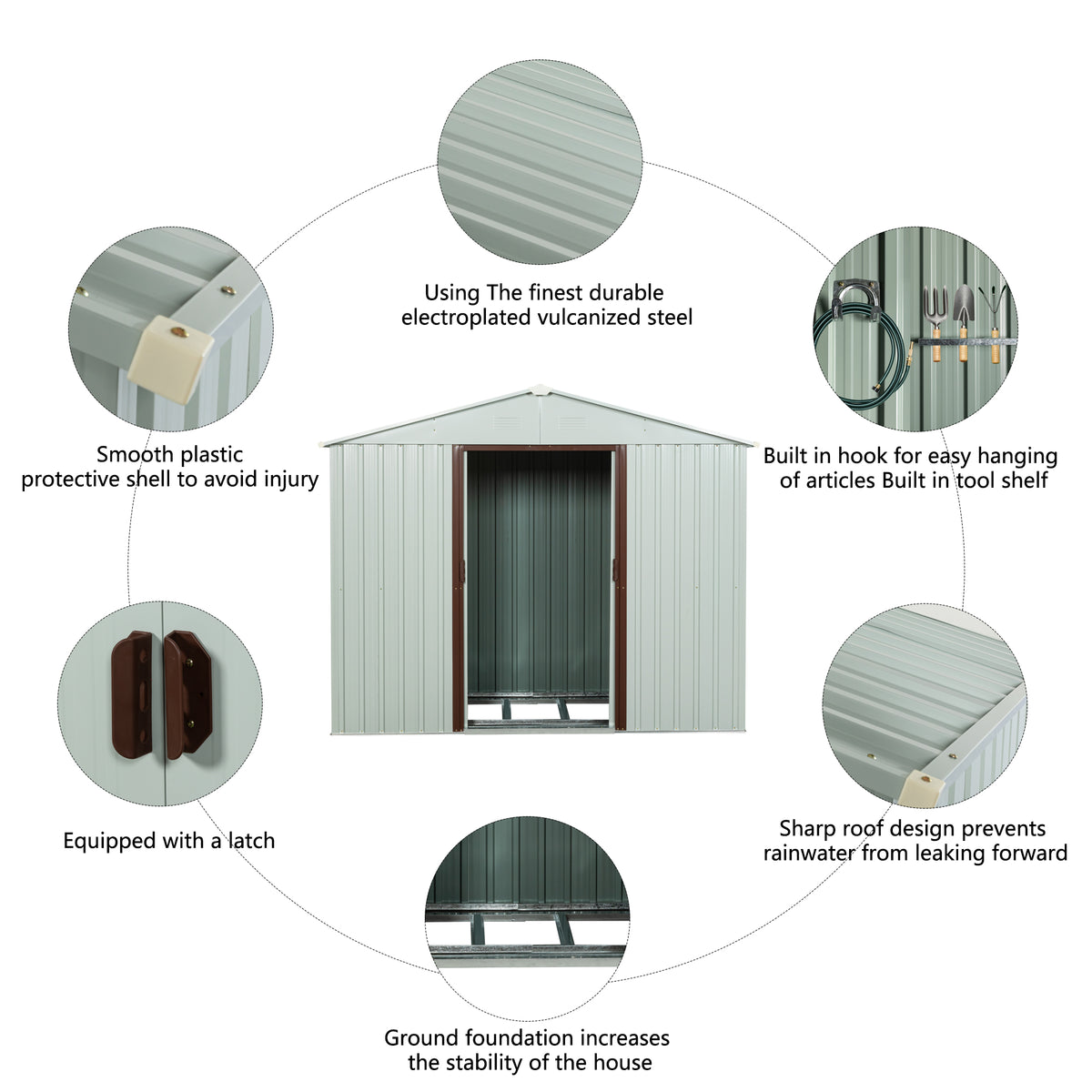 6Ft X 5Ft Outdoor Metal Storage Shed With Window White White Iron