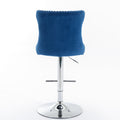 Swivel Velvet Barstools Adjusatble Seat Height From 25 33 Inch, Modern Upholstered Chrome Base Bar Stools With Backs Comfortable Tufted For Home Pub And Kitchen Island Blue,Set Of 2 Blue Foam Velvet