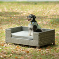 Dog Bed, Pet Bed, Pet Enclosures, Pet Outdoor Furniture, Pet Patio Furniture, Seasonal Pe Wicker Pet Furniture, Dog Bed With Cushion Dark Grey Pe Rattan Iron Waterproof Fabric