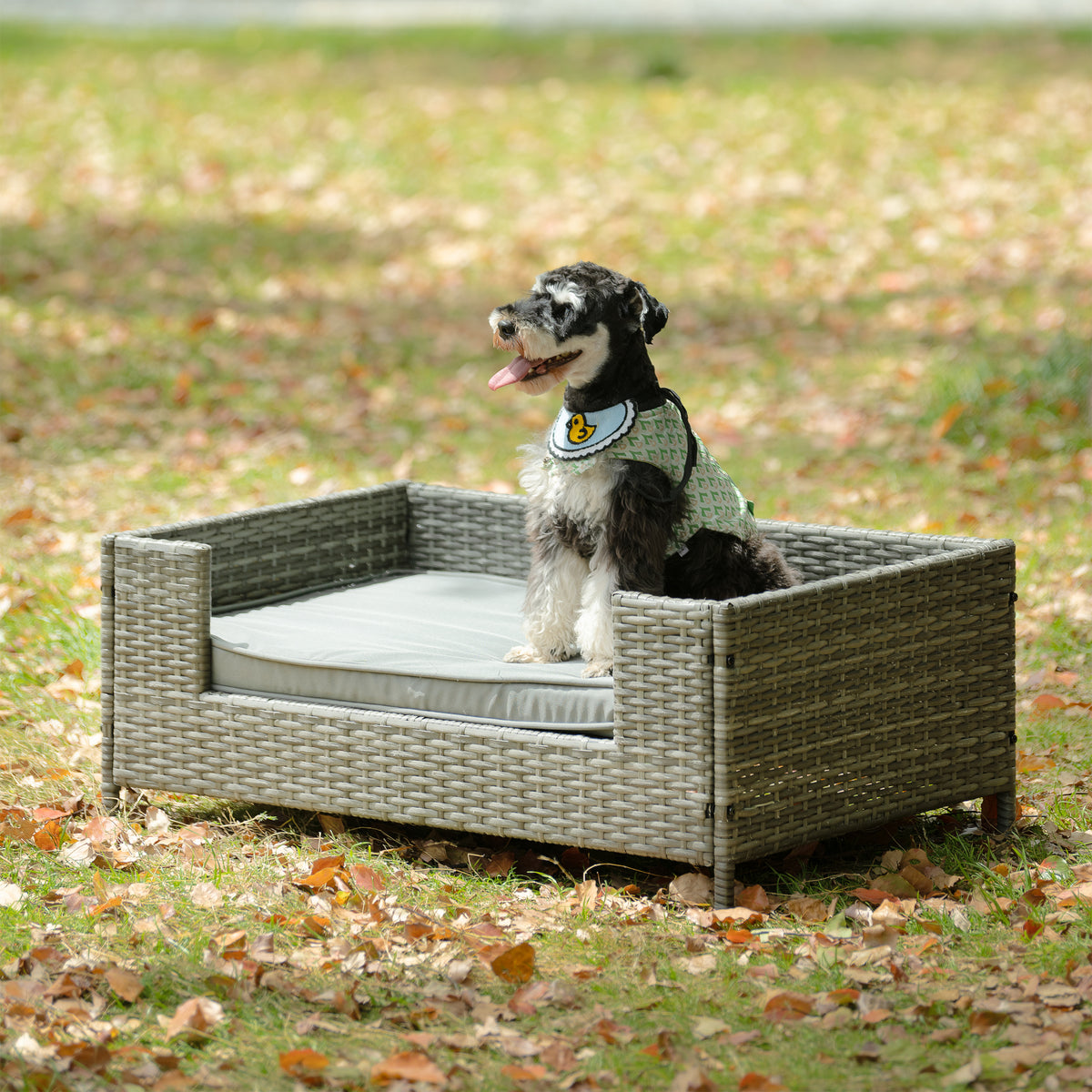 Dog Bed, Pet Bed, Pet Enclosures, Pet Outdoor Furniture, Pet Patio Furniture, Seasonal Pe Wicker Pet Furniture, Dog Bed With Cushion Dark Grey Pe Rattan Iron Waterproof Fabric