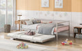 Twin Size Metal Daybed With Adjustable Trundle, Pop Up Trundle, Silver Silver Metal
