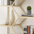 Rattan Bookshelf 7 Tiers Bookcases Storage Rack With Cabinet For Living Room Home Office, Natural, 39.4'' W X 13.8'' D X 75.6'' H. Natural Particle Board