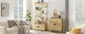 Rattan Bookshelf 7 Tiers Bookcases Storage Rack With Cabinet For Living Room Home Office, Natural, 39.4'' W X 13.8'' D X 75.6'' H. Natural Particle Board