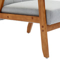Leisure Chair With Solid Wood Armrest And Feet, Mid Century Modern Accent Chair, For Living Room Bedroom Studio Chair Light Gray Linen