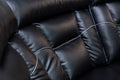 Manual Reclining Sofa Faux Leather Sofa Set Black Black Pu 5 Seat