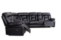 Manual Reclining Sofa Faux Leather Sofa Set Black Black Pu 5 Seat
