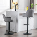 Bar Stools Set Of 2 Adjustable Barstools With Back And Footrest, Counter Height Bar Chairs For Kitchen, Pub Gray Gray Foam Fabric