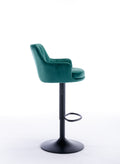 Bar Stools Set Of 2 Adjustable Barstools With Back And Footrest, Counter Height Bar Chairs For Kitchen, Pub Green Green Foam Fabric