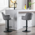 Bar Stools Set Of 2 Adjustable Barstools With Back And Footrest, Counter Height Bar Chairs For Kitchen, Pub Gray Gray Foam Fabric