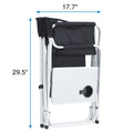 2 Piece Padded Folding Outdoor Chair With Side Table And Storage Pockets,Lightweight Oversized Directors Chair For Indoor, Outdoor Camping, Picnics And Fishing,Black Grey Black Gray Aluminum