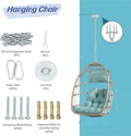 Outdoor Garden Rattan Egg Swing Chair Hanging Chair Wood Khaki Yes Sectional Khaki Uv Resistant Frame Water Resistant Cushion Garden & Outdoor American Design Complete Patio Sets Polypropylene