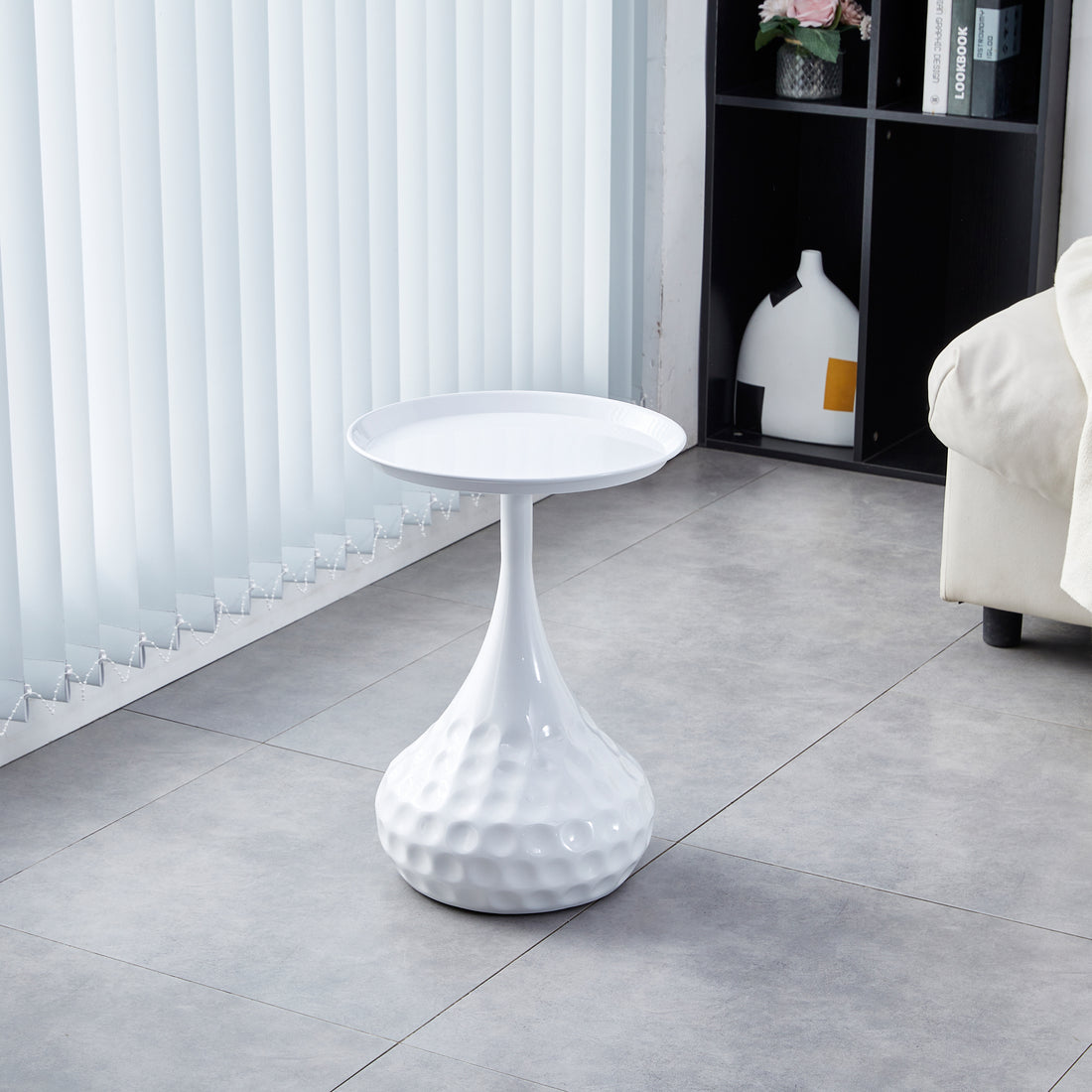 White Metal Side Table, Small Sofa Table, Small Iron Table, Nightstand For Living Room White Metal