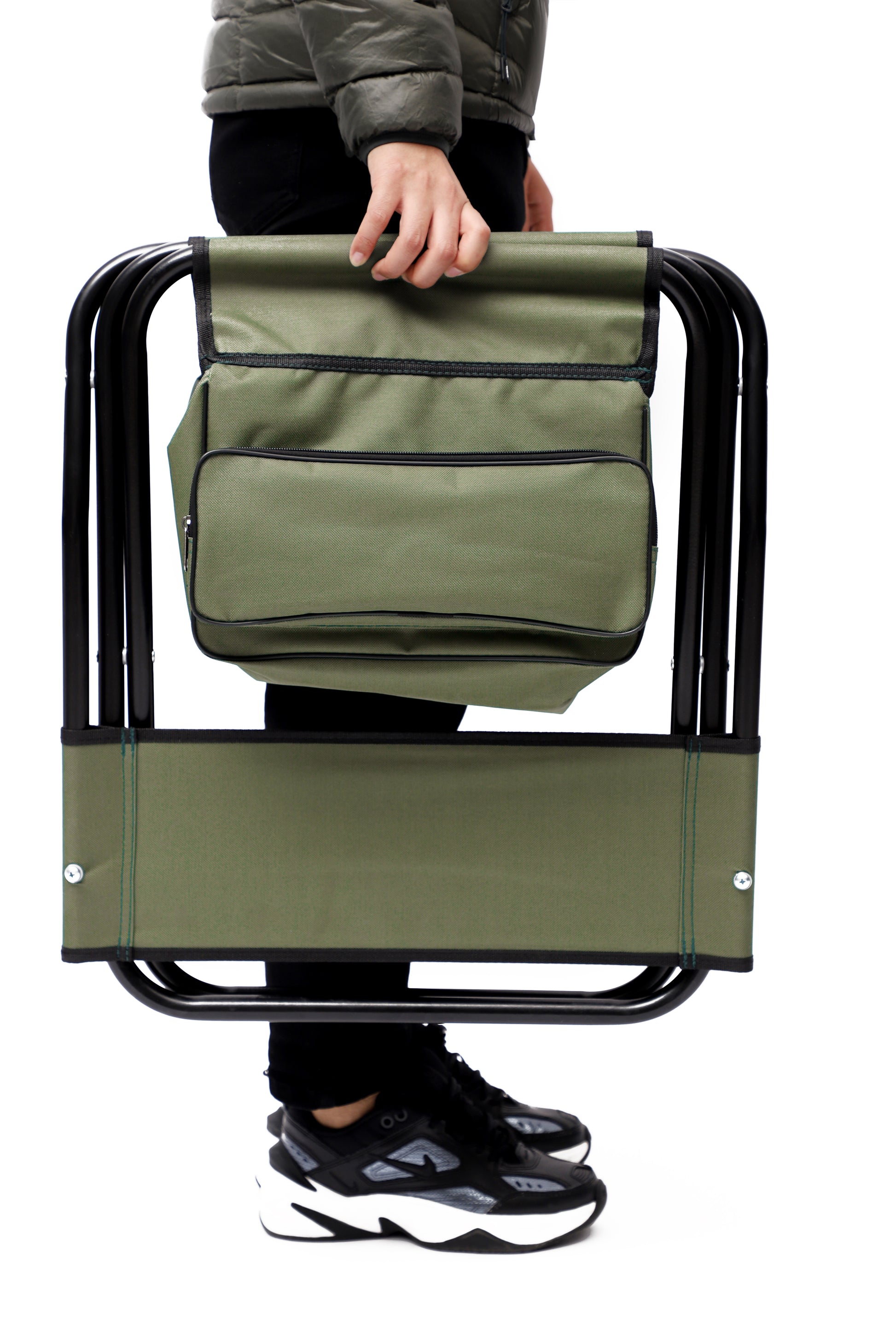 4 Piece Folding Outdoor Chair With Storage Bag, Portable Chair For Indoor, Outdoor Camping, Picnics And Fishing,Green Green Steel