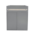Wood Full Size Loft Bed With Wardrobes And 2 Drawer Desk With Cabinet, Gray Gray Solid Wood Mdf