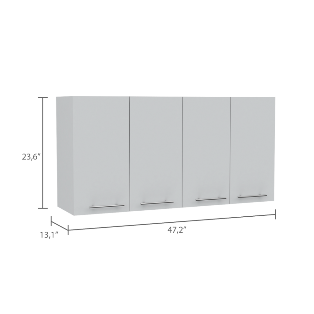 White And Light Oak 4 Shelf 6 Door 2 Piece Kitchen Set, Kitchen Island And Upper Wall Cabinet White Mdf