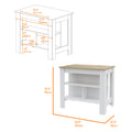 Ralston 7 Shelf 4 Door 2 Piece Kitchen Set, Kitchen Island And Pantry Cabinet White And Light Oak White Mdf