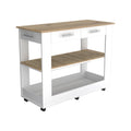Nadina 4 Door 2 Drawer 2 Piece Kitchen Set, Kitchen Island And Kitchen Pantry White And Light Oak White Mdf