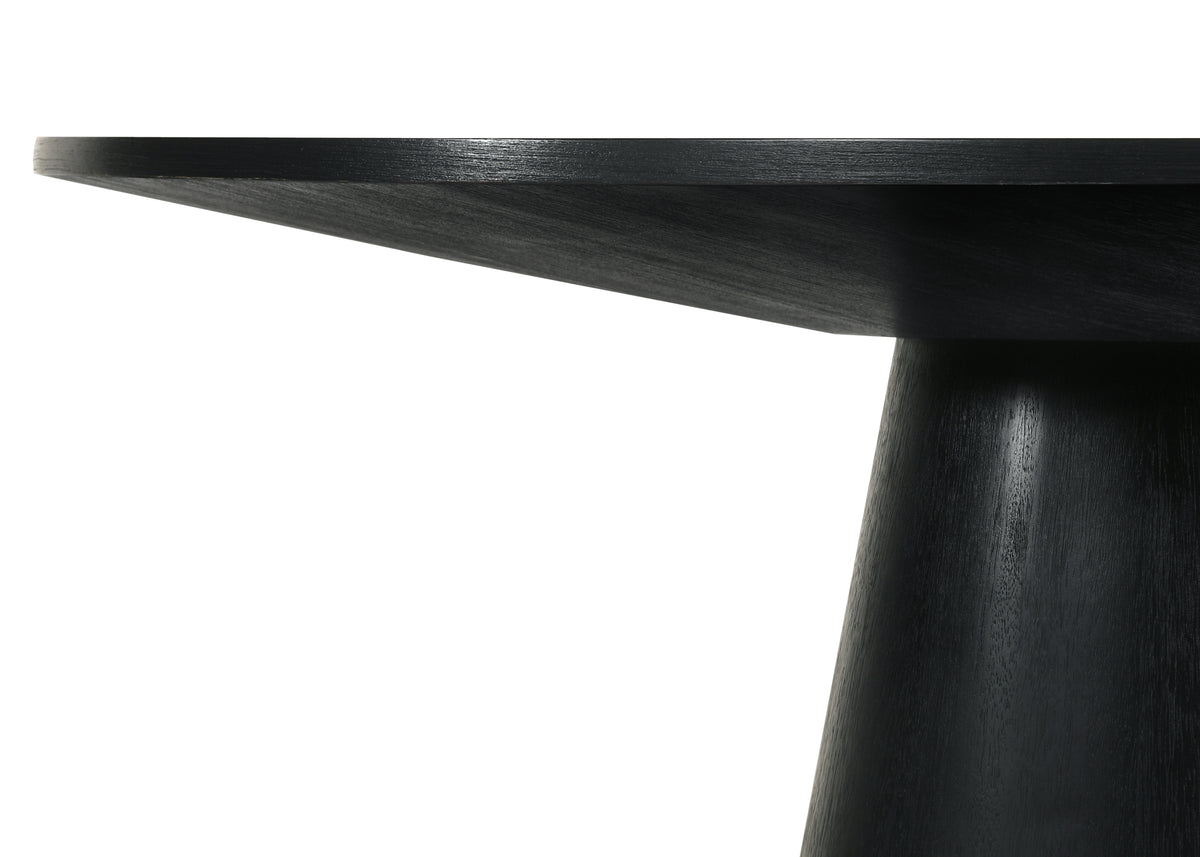 Jasper Ebony Black 3 Piece 59" Wide Contemporary Round Dining Table Set With Beige Fabric Chairs Walnut Solid Wood Mdf