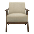 Modern Home Furniture Light Brown Fabric Upholstered 1Pc Accent Chair Walnut Finish Wood Cushion Back And Seat Furniture Light Brown Primary Living Space Retro Solid Wood