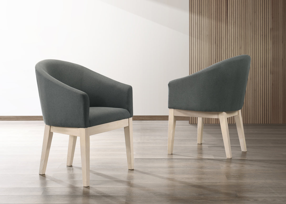 Neroli Set Of 2 Gray Fabric 23" Barrel Accent Chair Gray Fabric
