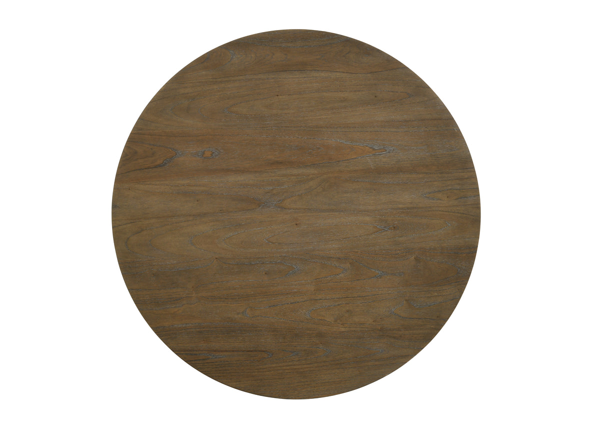 Havanna Vintage Walnut 5 Piece 47" Wide Contemporary Round Dining Table Set With Off White Fabric Chairs Off White Solid Wood Mdf