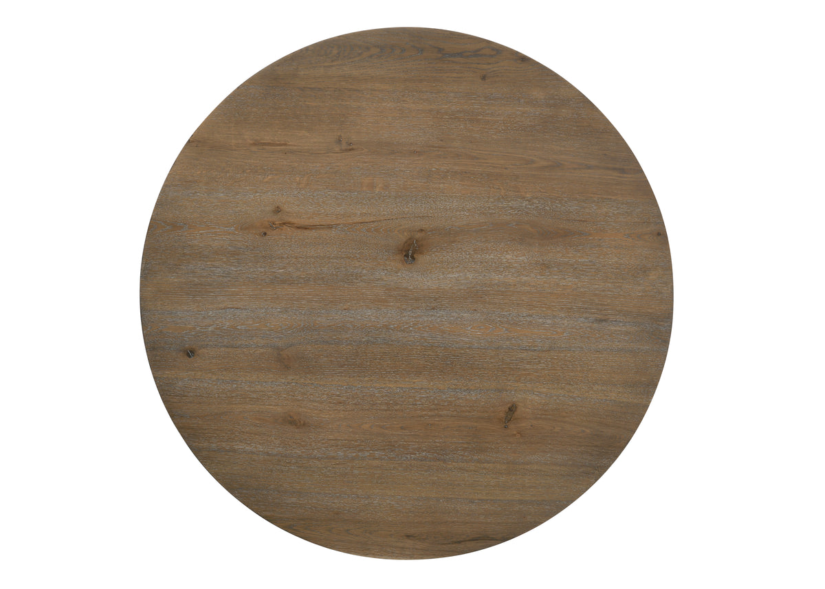 Brutus 47" Vintage Walnut 47" Wide Contemporary Round Dining Table With Wheat Colored Base Walnut Solid Wood Mdf