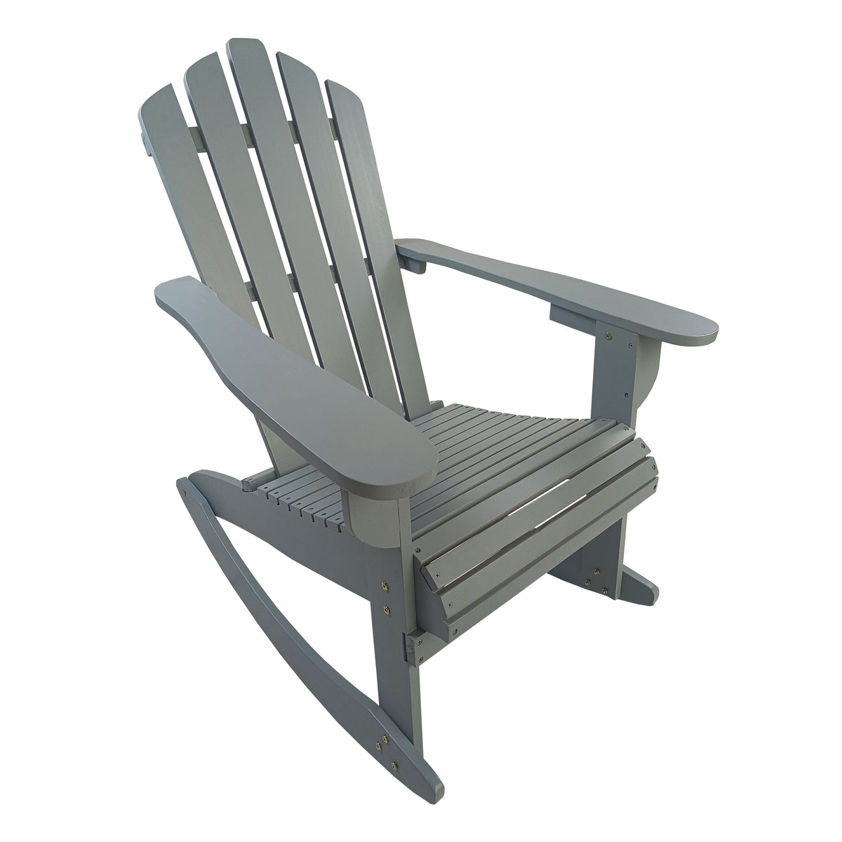 Reclining Wooden Outdoor Rocking Adirondack Chair,Walnut Grey Solid Wood