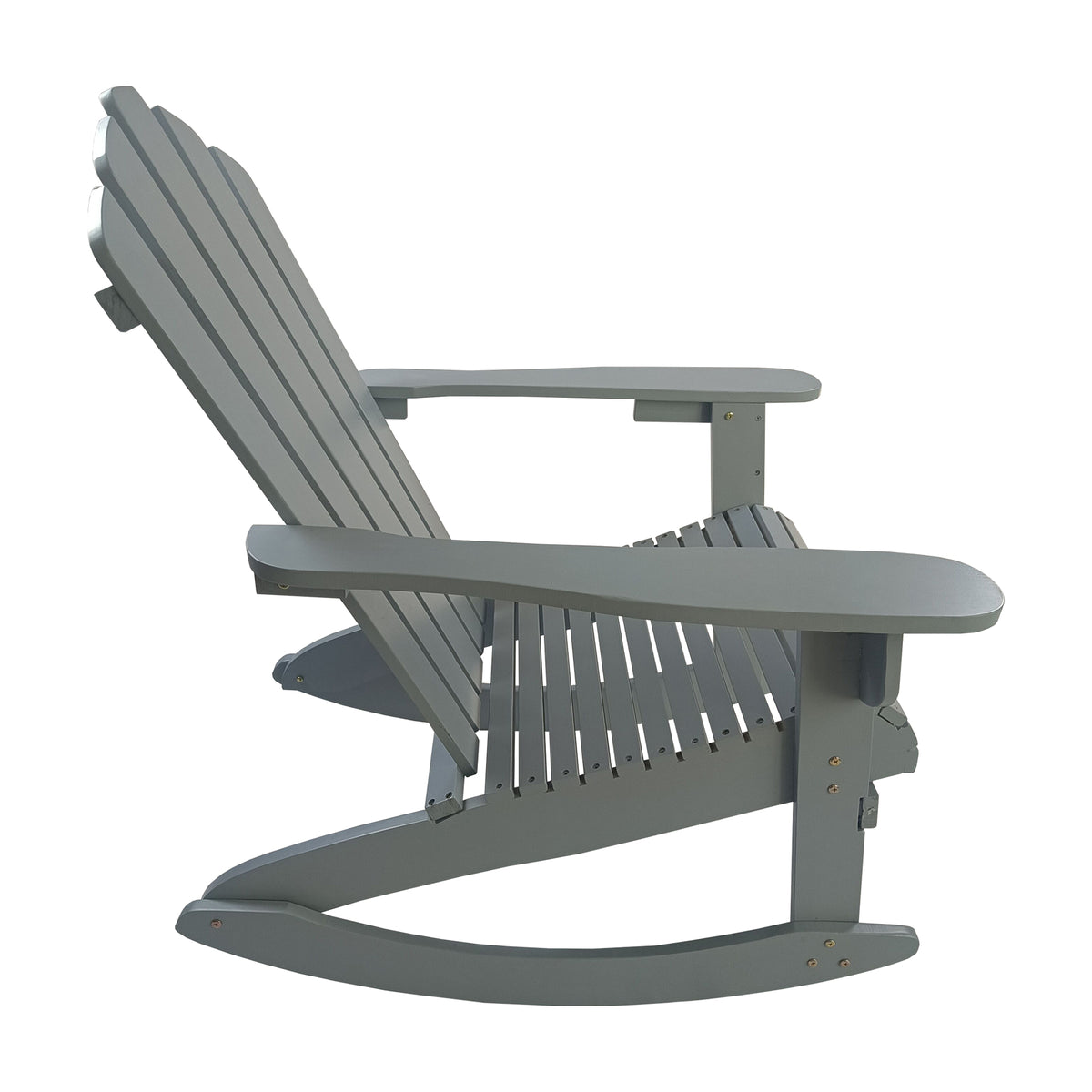 Reclining Wooden Outdoor Rocking Adirondack Chair,Walnut Grey Solid Wood