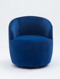Velvet Fabric Swivel Accent Armchair Barrel Chair With Black Powder Coating Metal Ring,Blue Blue Foam Velvet
