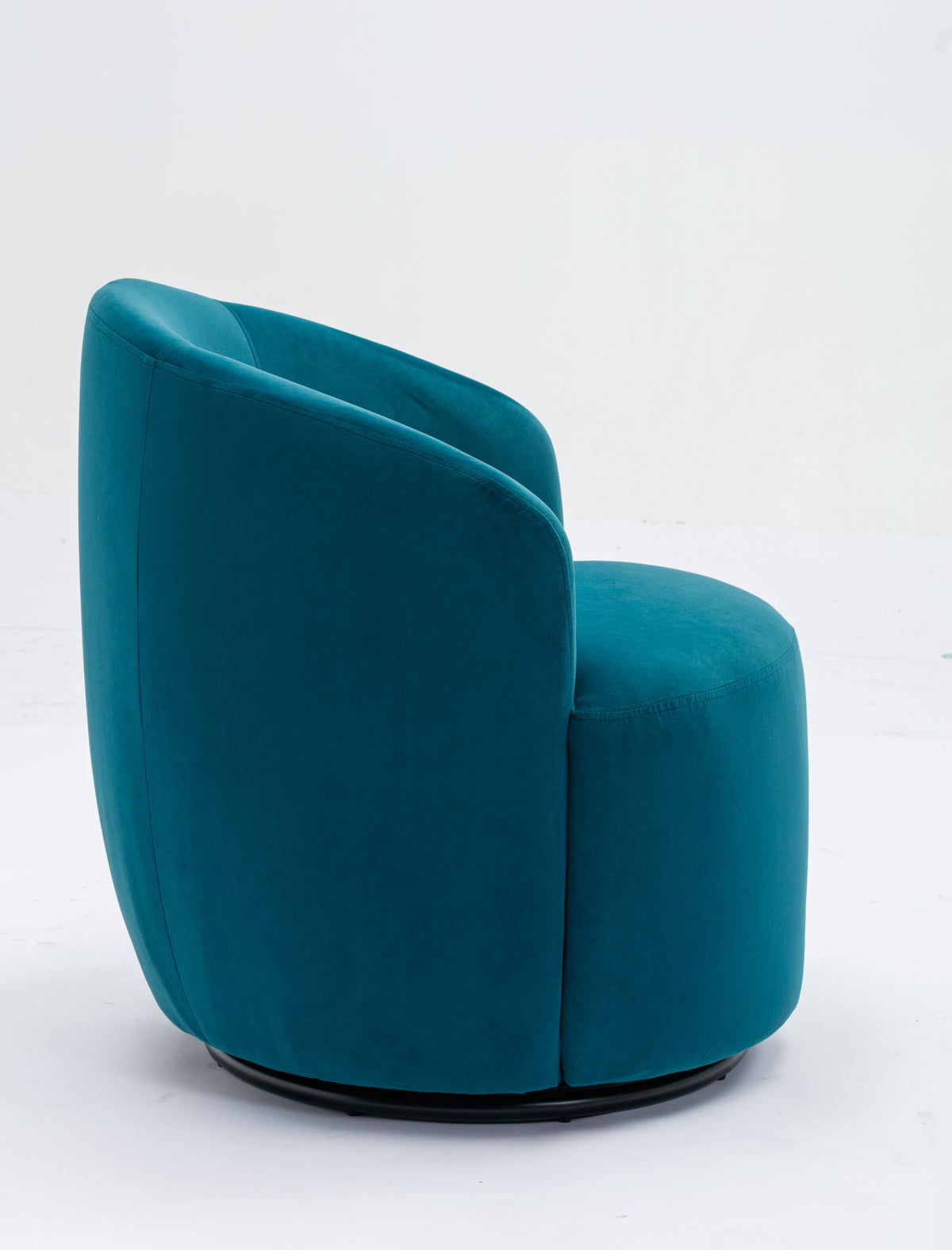 Velvet Fabric Swivel Accent Armchair Barrel Chair With Black Powder Coating Metal Ring,Teal Teal Foam Velvet