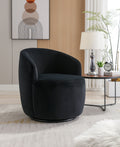 Velvet Fabric Swivel Accent Armchair Barrel Chair With Black Powder Coating Metal Ring,Black Black Foam Velvet