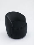 Velvet Fabric Swivel Accent Armchair Barrel Chair With Black Powder Coating Metal Ring,Black Black Foam Velvet