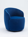 Velvet Fabric Swivel Accent Armchair Barrel Chair With Black Powder Coating Metal Ring,Blue Blue Foam Velvet