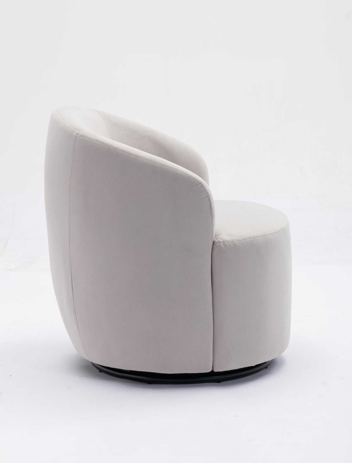 Velvet Fabric Swivel Accent Armchair Barrel Chair With Black Powder Coating Metal Ring,Gray Gray Foam Velvet