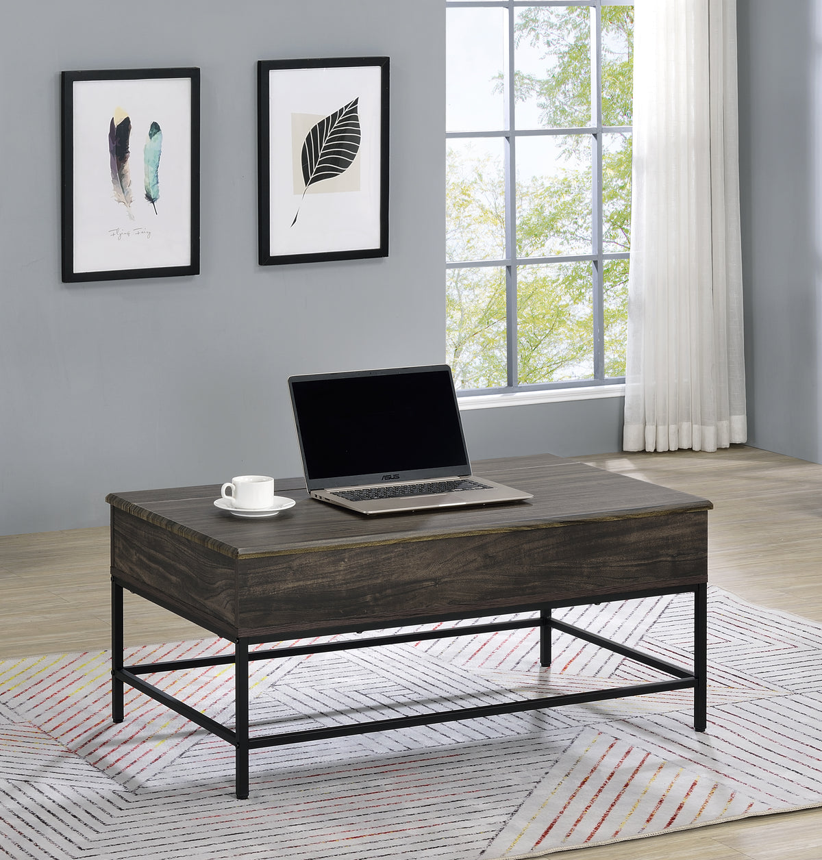 Cliff 39" Brown Lift Top Coffee Table Brown Mdf