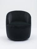 Velvet Fabric Swivel Accent Armchair Barrel Chair With Black Powder Coating Metal Ring,Black Black Foam Velvet