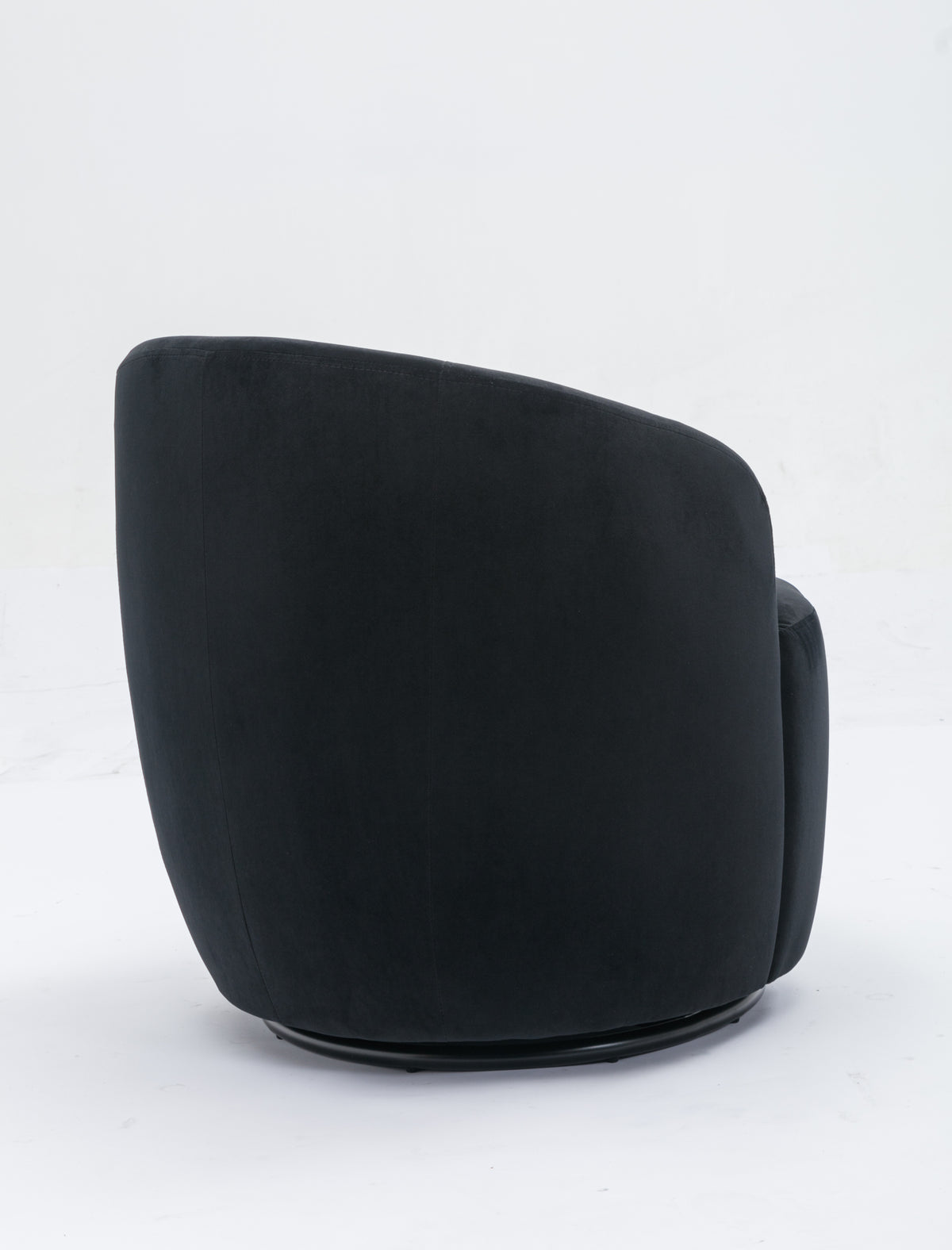 Velvet Fabric Swivel Accent Armchair Barrel Chair With Black Powder Coating Metal Ring,Black Black Foam Velvet