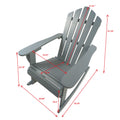 Reclining Wooden Outdoor Rocking Adirondack Chair,Walnut Grey Solid Wood