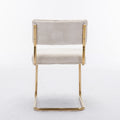 Modern Dining Chairs With Corduroy Fabric,Gold Metal Base, Accent Armless Kitchen Chairs With Channel Tufting, Side Chairs, Set Of 2, Beige Beige Foam Corduroy