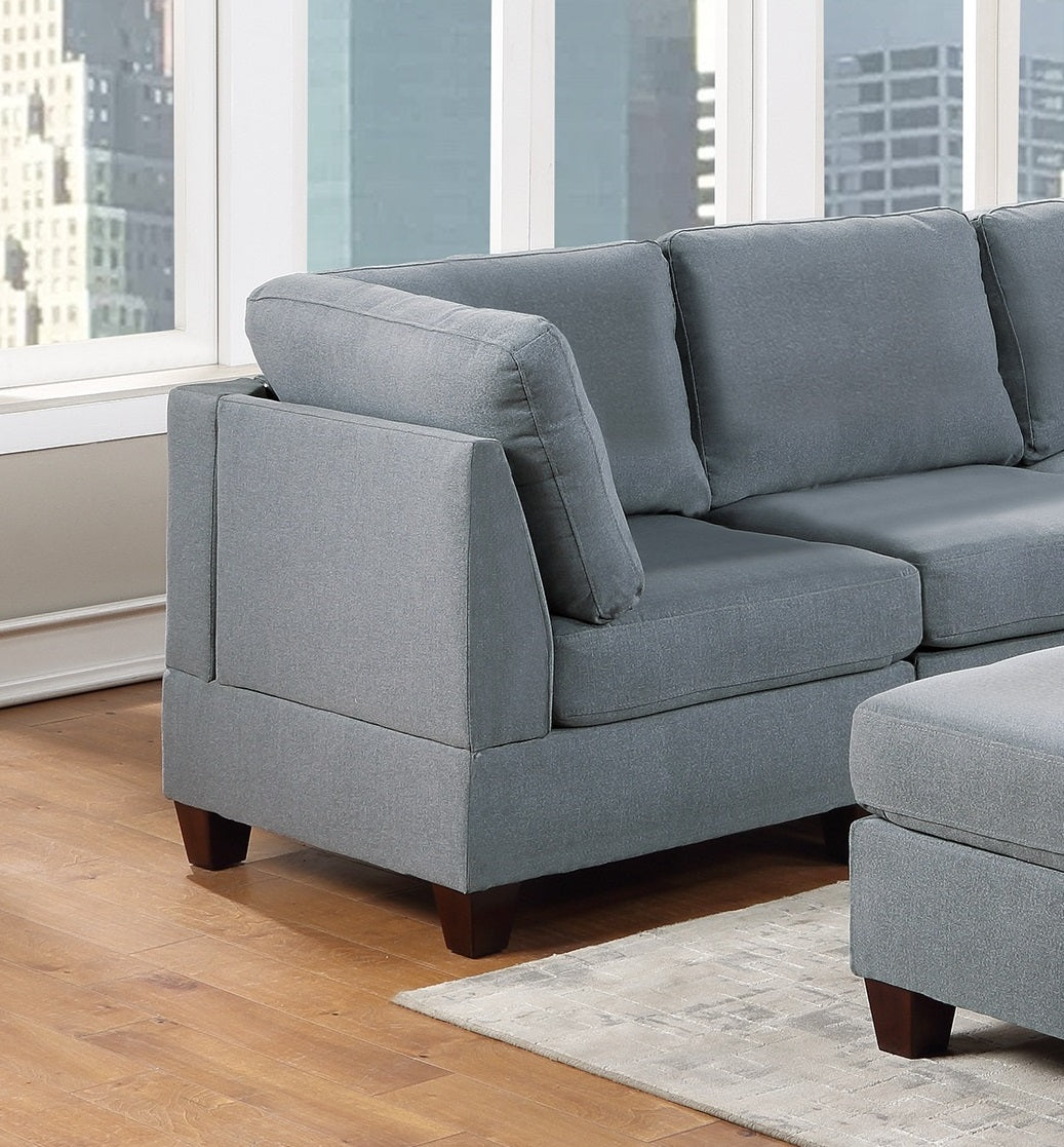 Living Room Furniture Corner Wedge Grey Linen Like Fabric 1Pc Cushion Wedge Sofa Wooden Legs Grey Primary Living Space Modern,Transitional Fabric