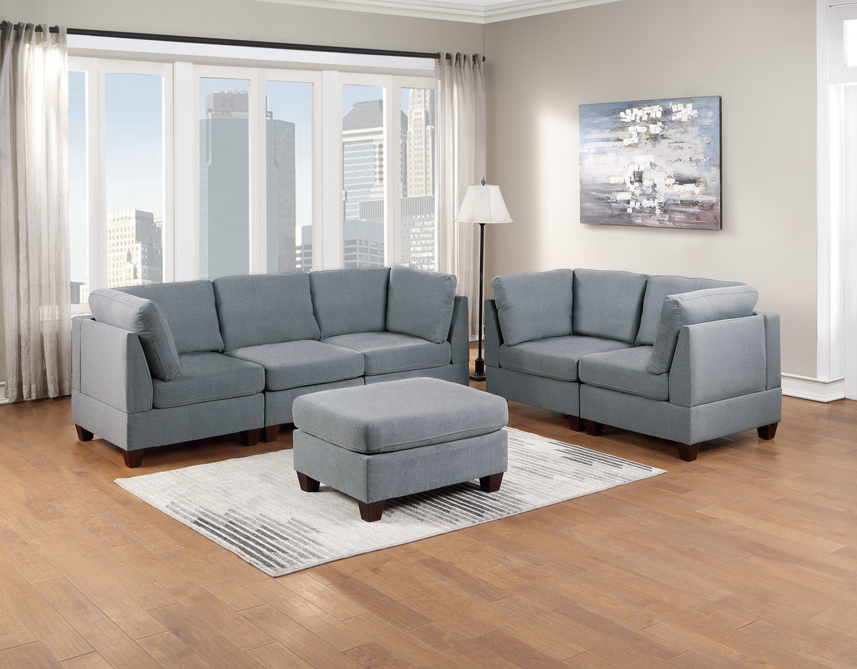 Living Room Furniture Corner Wedge Grey Linen Like Fabric 1Pc Cushion Wedge Sofa Wooden Legs Grey Primary Living Space Modern,Transitional Fabric