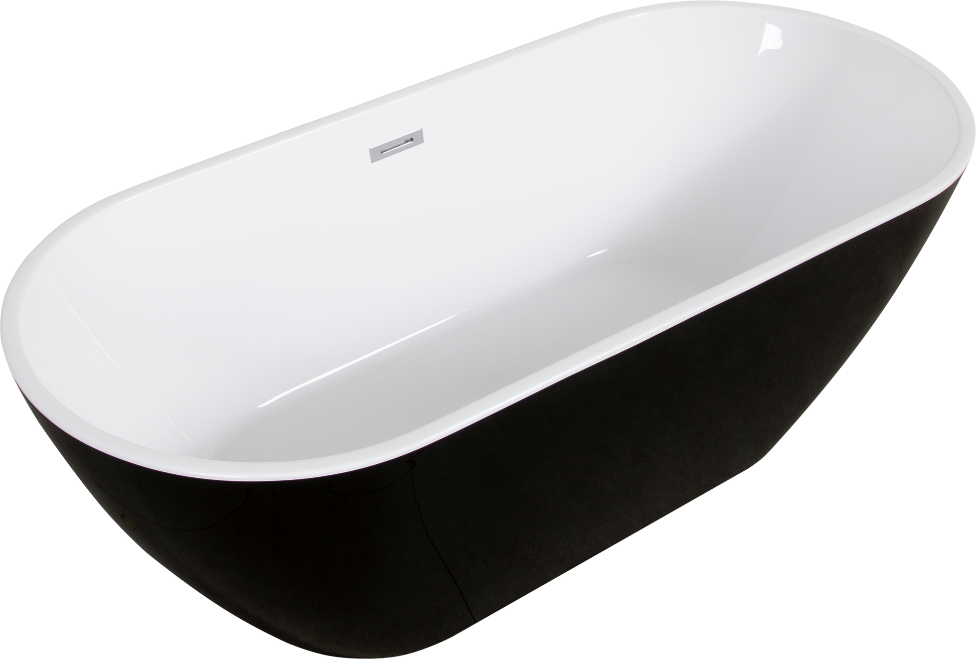 60" Lustrous Black Acrylic Freestanding Soaking Bathtub With Chrome Overflow And Drain, Cupc Certified Glossy Black 22A09 60B Black Fiberglass Acrylic